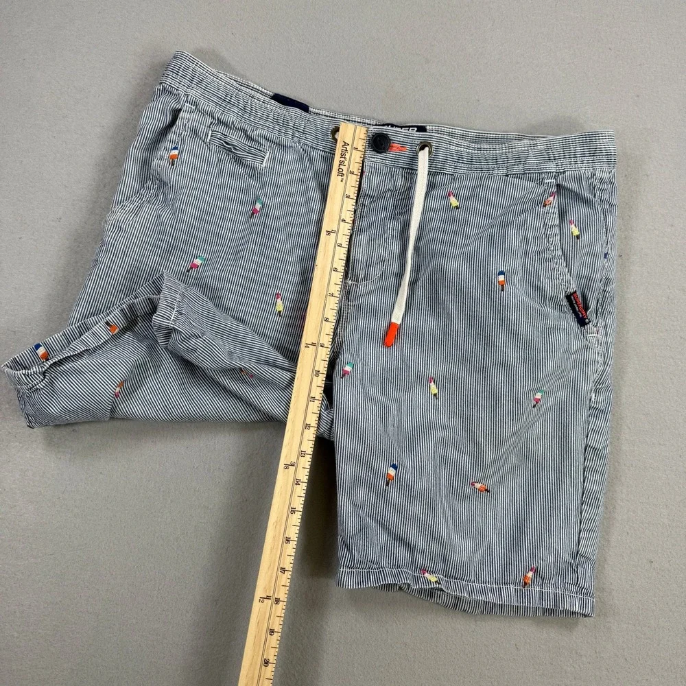 Superdry Chino Short Mens 34 Blue White Sun Scorched Popsicle Regular Fit Casual